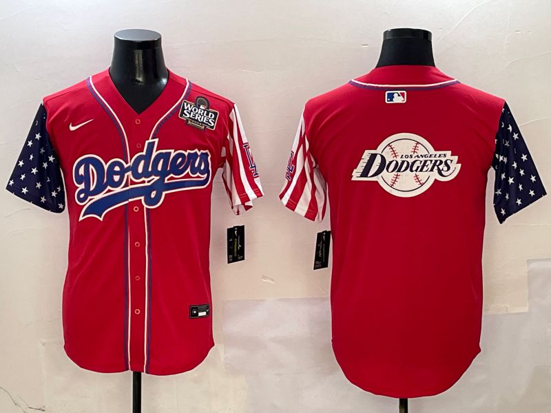 Men Los Angeles Dodgers Blank Red a generation of national flags Joint name 2025 Nike MLB Jersey style 37->los angeles dodgers->MLB Jersey